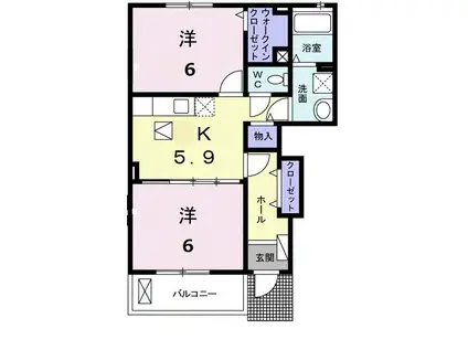 クレールIV D(2K/1階)の間取り写真