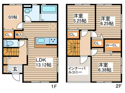 リーブルファイン杉戸内田(3SLDK/1階)の間取り写真