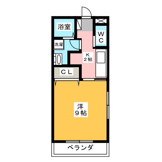 オレンジ(1K/2階)の間取り写真
