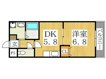メゾンDS(1DK/3階)の間取り写真
