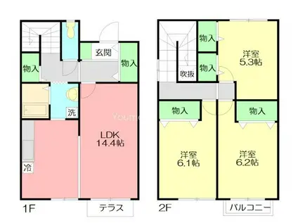 ルミエールB(3LDK/1階)の間取り写真