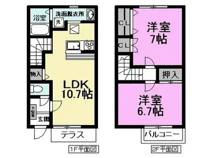 STEP.I(2LDK/1階)の間取り写真