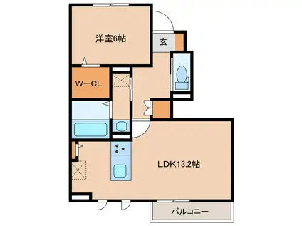 CREDOR IZUMO(1LDK/1階)の間取り写真
