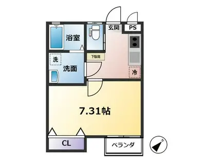 アフェット松戸(1K/1階)の間取り写真