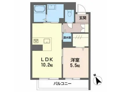 ガルテンMASAKI A棟(1LDK/2階)の間取り写真