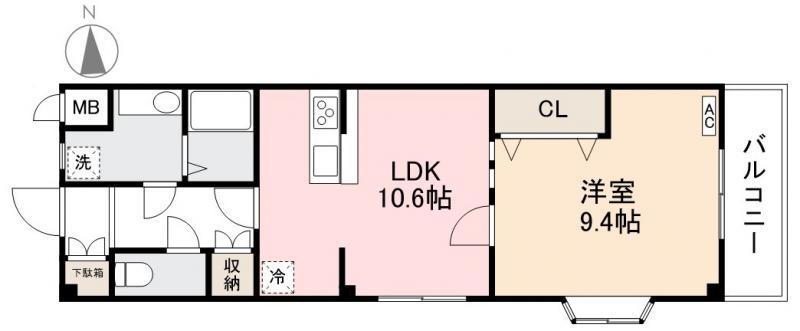 サウスプラザ六条(1LDK/4階)の間取り写真