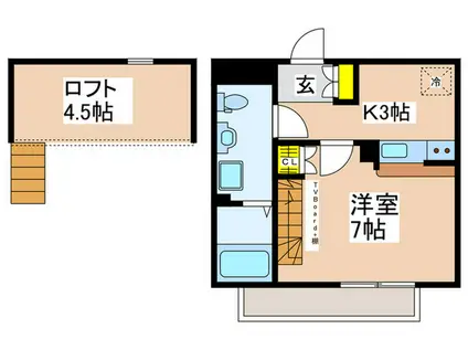 ソラリス湘南辻堂(1K/2階)の間取り写真