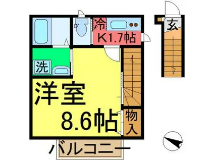 ＪＲ総武線 新小岩駅 徒歩10分 2階建 築8年(1K/2階)の間取り写真
