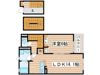 KUJIRA-SO(1LDK/3階)の間取り写真
