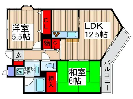 グレース新松戸(2LDK/2階)の間取り写真
