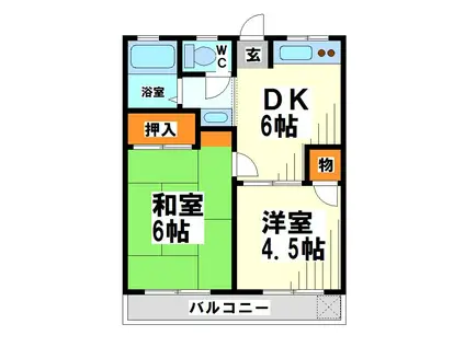 サンハイツ小勝(2DK/2階)の間取り写真