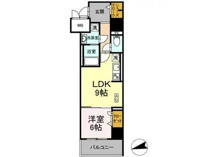静岡市葵区鷹匠プロジェクト(1LDK/4階)の間取り写真