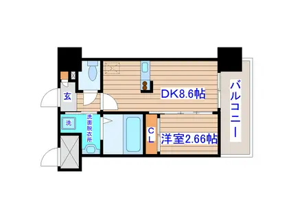アルティザ仙台花京院(1DK/9階)の間取り写真
