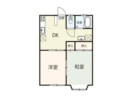 ポルテ川口 B(2DK/1階)の間取り写真