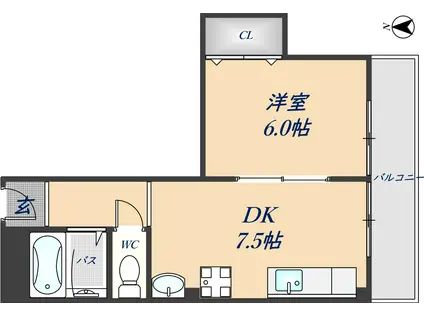 畑中マンション(1DK/3階)の間取り写真