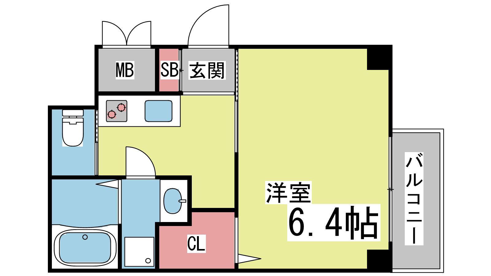 RESIDENCE六甲道(1K/1階)の間取り写真