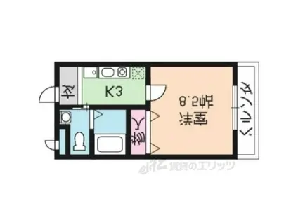 今上園マンション(1K/2階)の間取り写真