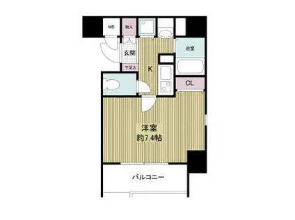 アーバンフラッツ難波東(1K/12階)の間取り写真