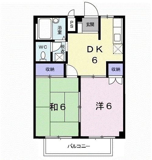 畠田ハイツ(2DK/2階)の間取り写真