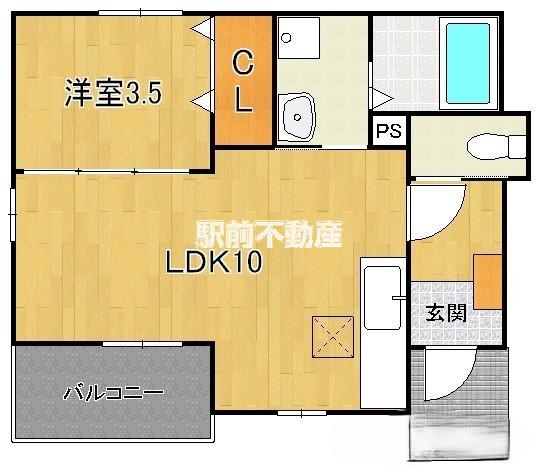 マイクレインIII(1LDK/1階)の間取り写真