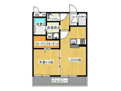 ウィステリア八幡(1LDK/1階)の間取り写真