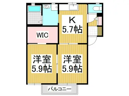 レーベンA(2K/1階)の間取り写真