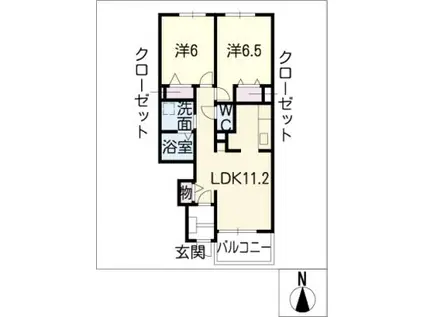 ジェルメ86II(2LDK/1階)の間取り写真