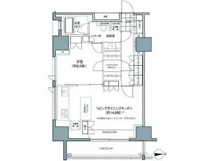 パークハビオ東中野(1LDK/15階)の間取り写真