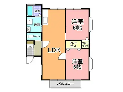 フラワーハイツ II(2LDK/2階)の間取り写真