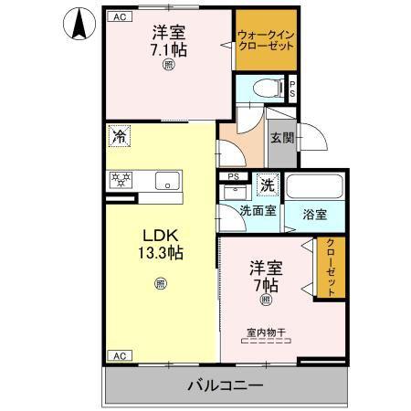 リシェエンファント(2LDK/3階)の間取り写真