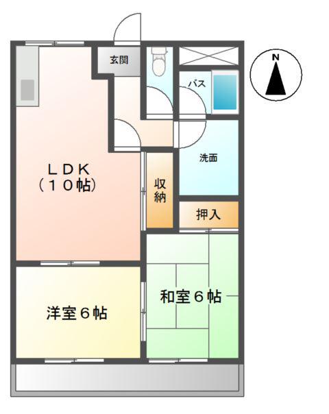 バンティアン(2LDK/2階)の間取り写真