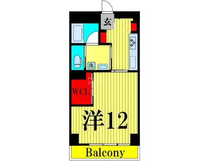 TKハイツ(1K/3階)の間取り写真