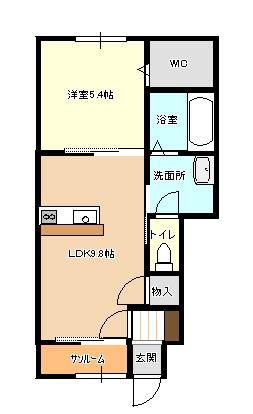 ホグワーツ(1LDK/1階)の間取り写真