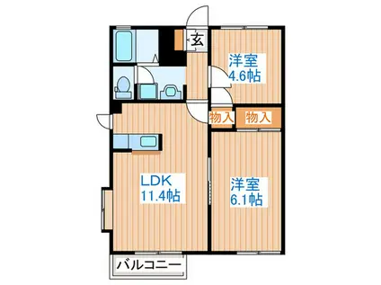 シティフローラル(2LDK/1階)の間取り写真