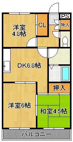 ドゥエル杉野(3DK/2階)の間取り写真