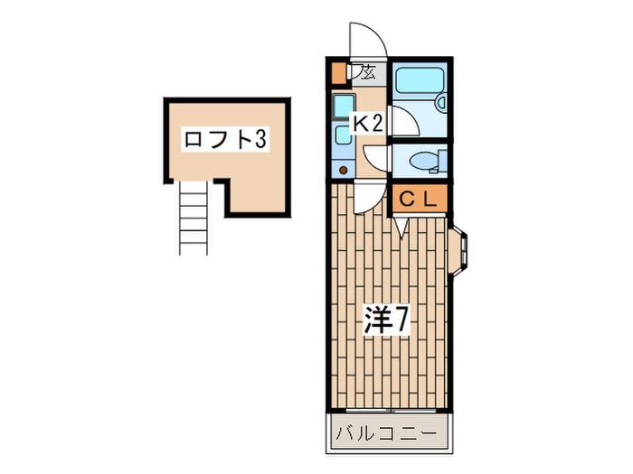 オレンジハウス三ツ沢(1K/2階)の間取り写真
