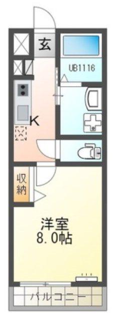 ベルエイト(1K/1階)の間取り写真