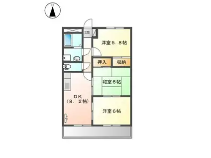 グランディール羽根(3DK/2階)の間取り写真