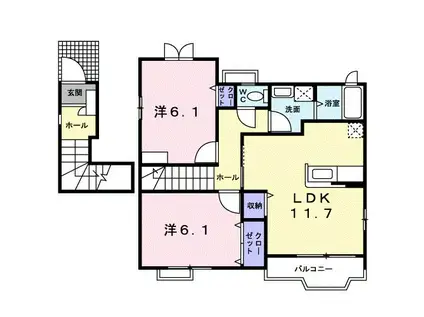 カーザ・フィオーレIII(2LDK/2階)の間取り写真