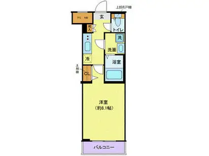 ディアレイシャス池尻大橋(1K/2階)の間取り写真