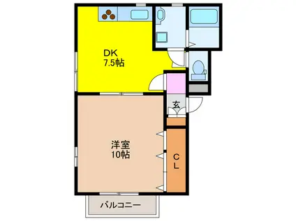 フルールハイツ(1DK/1階)の間取り写真