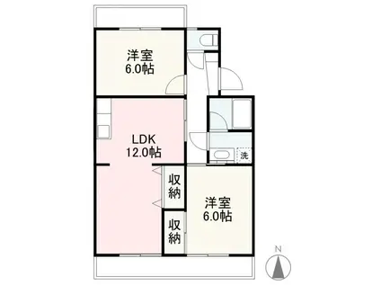 フジタハイツ(2LDK/1階)の間取り写真