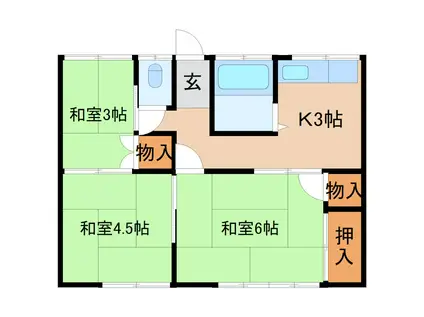 筑西市板橋53-1アパート(3K/1階)の間取り写真
