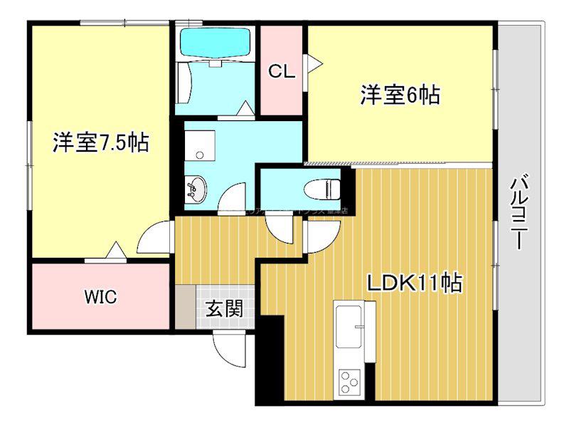 ユートピア(2LDK/3階)の間取り写真