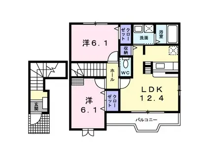 アルモニー I(2LDK/2階)の間取り写真
