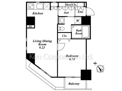 クレジデンス虎ノ門(1LDK/15階)の間取り写真