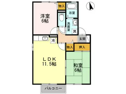 SUNセジュール C棟(2LDK/2階)の間取り写真