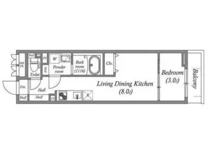 S-MOVE緑橋II(1LDK/1階)の間取り写真
