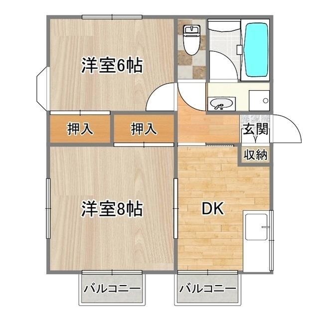 キャッスル藤咲(2DK/2階)の間取り写真