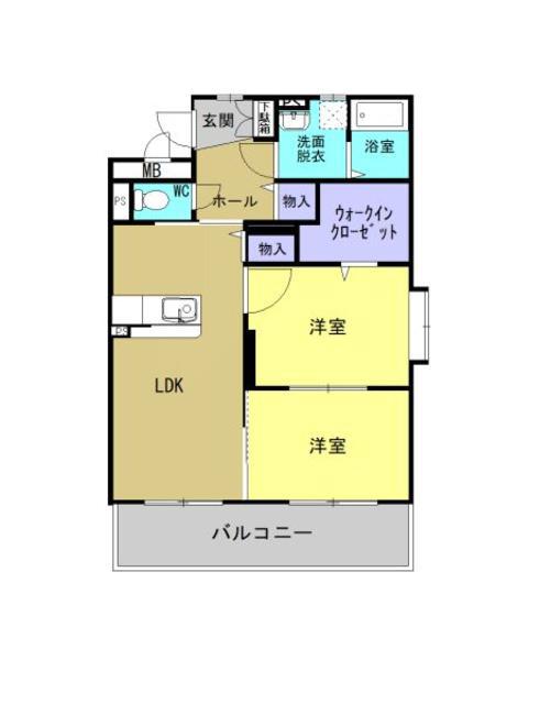 グランツ川辺(2LDK/2階)の間取り写真